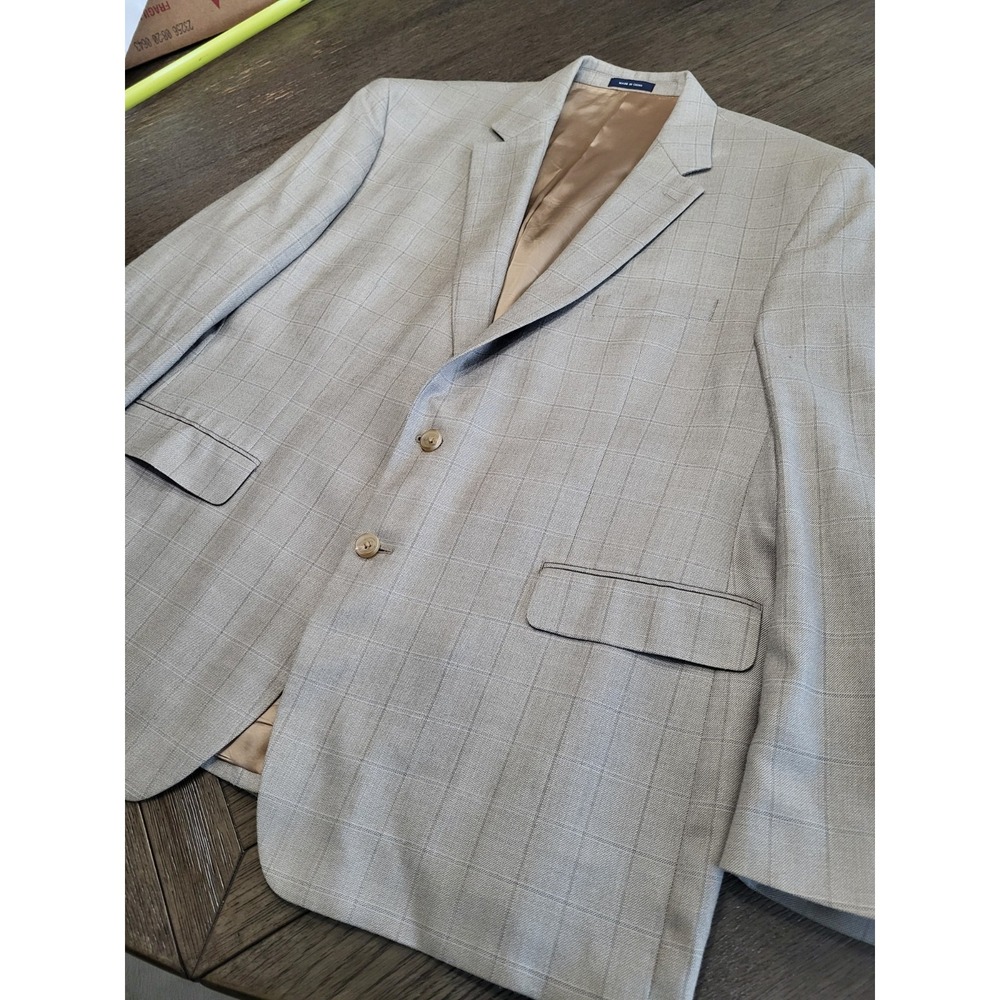 Vtg Ralph Lauren Blazer Windowpane Plaid Mens 50R Preppy 2 Button Classic 90's